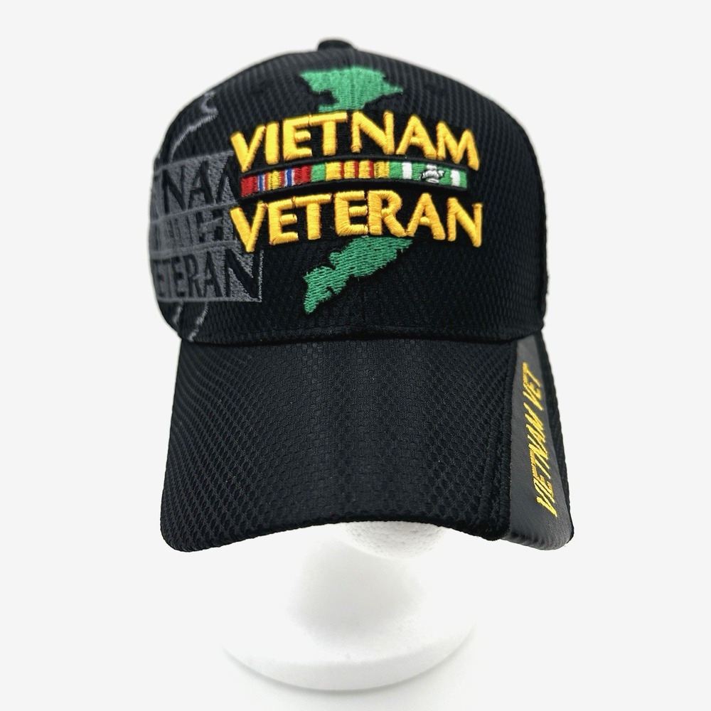 U.S. Warriors Vietnam Veteran Hat Black Embroidered Military Ball Cap EUC